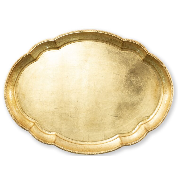 VIETRI Florentine Wooden Accessories Gold Large Oval Tray